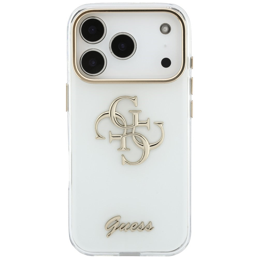 Case for Apple iPhone 18 Pro Max / 17 Pro Max, Guess, IML 4G Metal Script, White