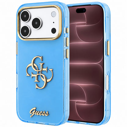 Etui na Apple iPhone 18 Pro Max / 17 Pro Max, Guess, IML 4G Metal Script, Bleu