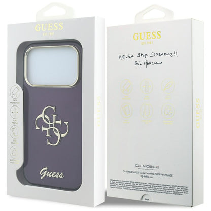 Case for Apple iPhone 18 Pro Max / 17 Pro Max, Guess, IML 4G Metal Script, Burgundy