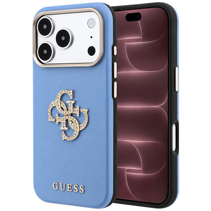 Etui do Apple iPhone 18 Pro Max / 17 Pro Max, Guess, Smooth Big Strass Logo, błękitny