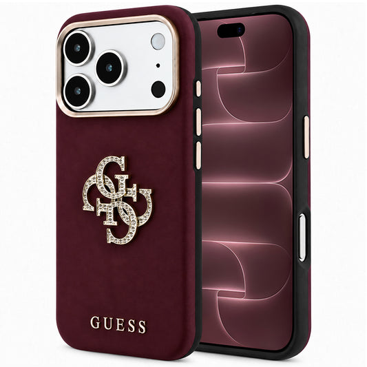 Etui na Apple iPhone 18 Pro Max / 17 Pro Max, Guess, Smooth Big Strass Logo, Wiśniowy