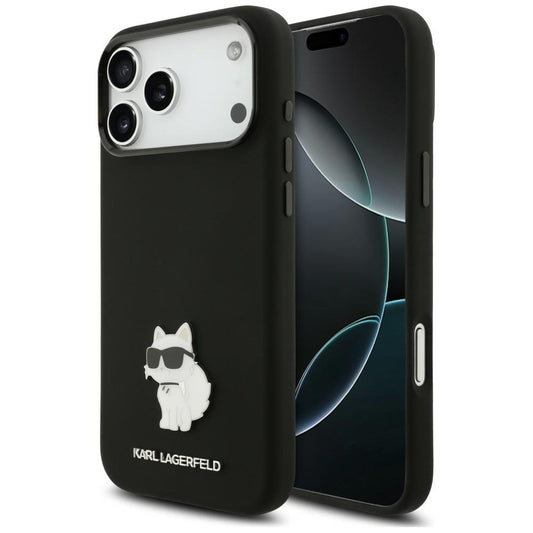 Etui do Apple iPhone 18 Pro Max / 17 Pro Max, Karl Lagerfeld, Choupette Metal Pin, czarne