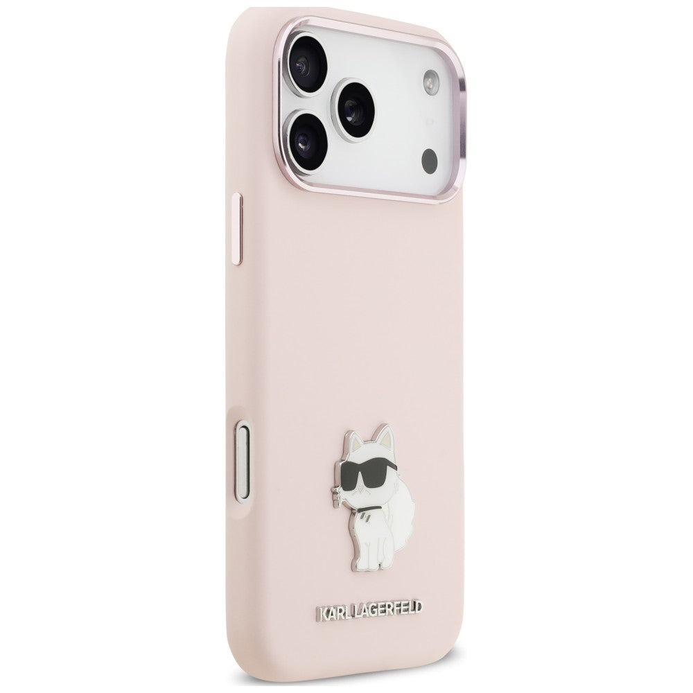 Etui do Apple iPhone 18 Pro Max / 17 Pro Max, Karl Lagerfeld, Choupette Metal Pin, różowy