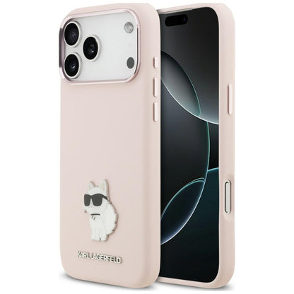 Etui do Apple iPhone 18 Pro Max / 17 Pro Max, Karl Lagerfeld, Choupette Metal Pin, różowy