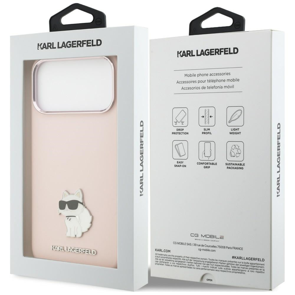 Etui do Apple iPhone 18 Pro Max / 17 Pro Max, Karl Lagerfeld, Choupette Metal Pin, różowy