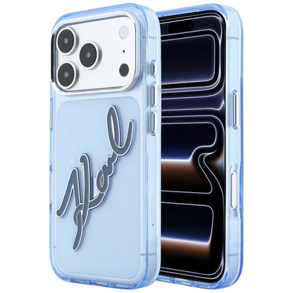 Etui na Apple iPhone 18 Pro Max / 17 Pro Max, Karl Lagerfeld, IML Big Signature Resin Logo Metal Frame, Niebieskie
