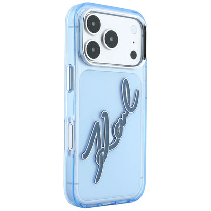 Etui na Apple iPhone 18 Pro Max / 17 Pro Max, Karl Lagerfeld, IML Big Signature Resin Logo Metal Frame, Niebieskie