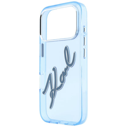 Etui na Apple iPhone 18 Pro Max / 17 Pro Max, Karl Lagerfeld, IML Big Signature Resin Logo Metal Frame, Niebieskie