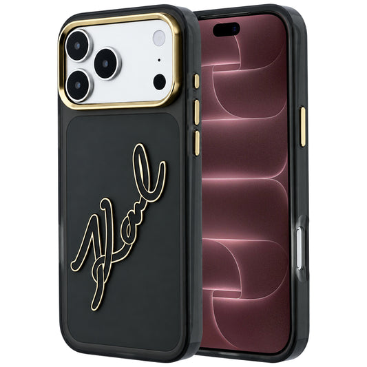 Etui na Apple iPhone 18 Pro Max / 17 Pro Max, Karl Lagerfeld, IML Big Signature Resin Logo Metal Frame, czarne