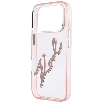 Case for Apple iPhone 18 Pro Max / 17 Pro Max, Karl Lagerfeld, IML Big Signature Resin Logo Metal Frame, Pink