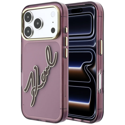 Etui na Apple iPhone 18 Pro Max / 17 Pro Max, Karl Lagerfeld, IML Big Signature Resin Logo Metal Frame, Wiśniowy
