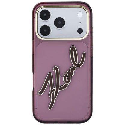 Etui na Apple iPhone 18 Pro Max / 17 Pro Max, Karl Lagerfeld, IML Big Signature Resin Logo Metal Frame, Wiśniowy