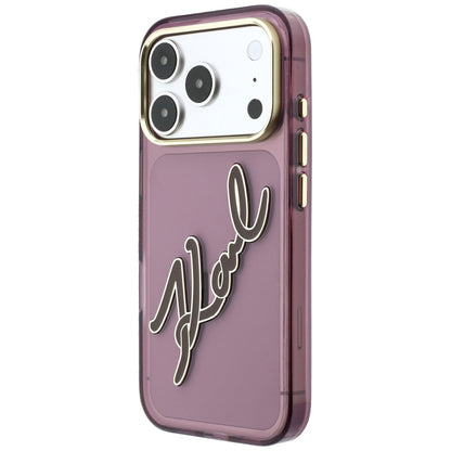 Etui na Apple iPhone 18 Pro Max / 17 Pro Max, Karl Lagerfeld, IML Big Signature Resin Logo Metal Frame, Wiśniowy