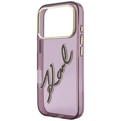 Etui na Apple iPhone 18 Pro Max / 17 Pro Max, Karl Lagerfeld, IML Big Signature Resin Logo Metal Frame, Wiśniowy