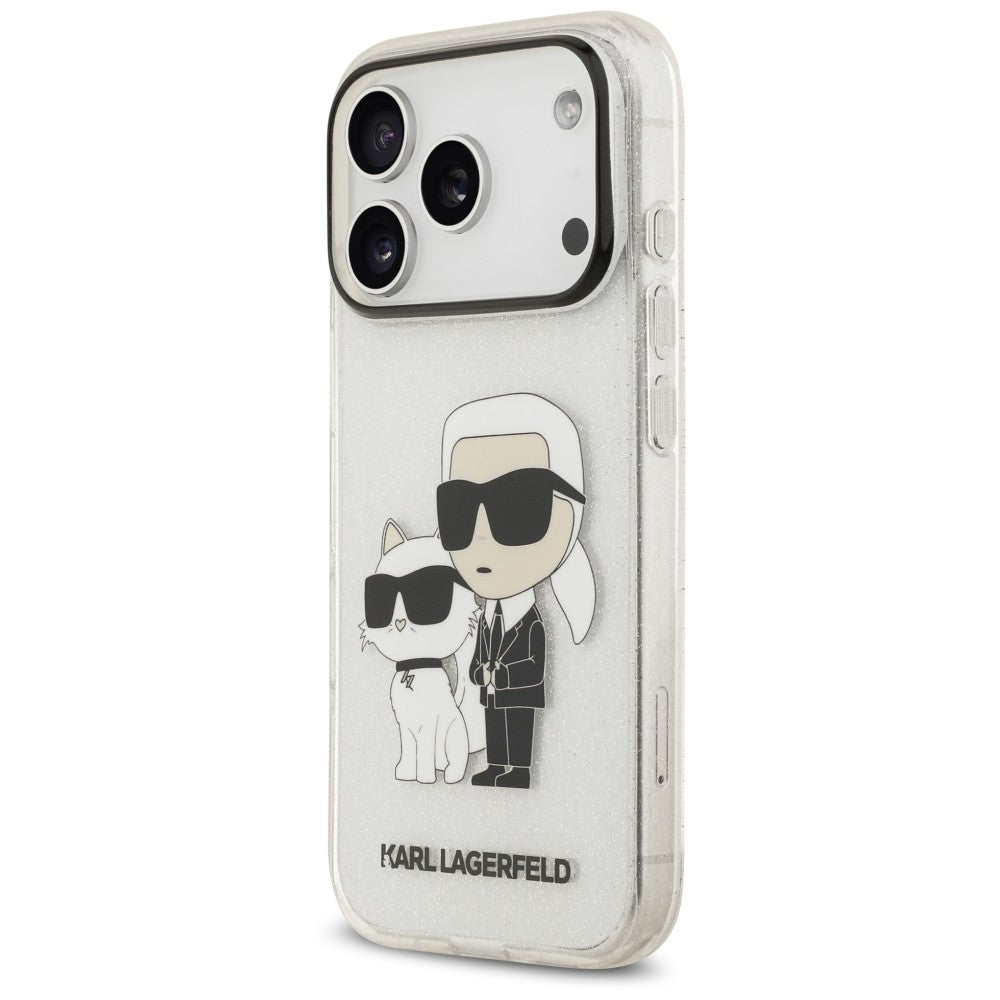 Case for Apple iPhone 18 Pro Max / 17 Pro Max, Karl Lagerfeld, IML Glitter Karl and Choupette NFT, Transparent