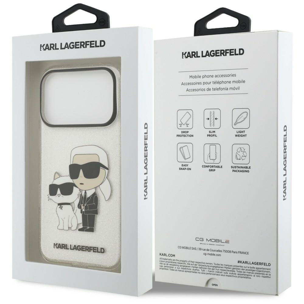 Case for Apple iPhone 18 Pro Max / 17 Pro Max, Karl Lagerfeld, IML Glitter Karl and Choupette NFT, Transparent