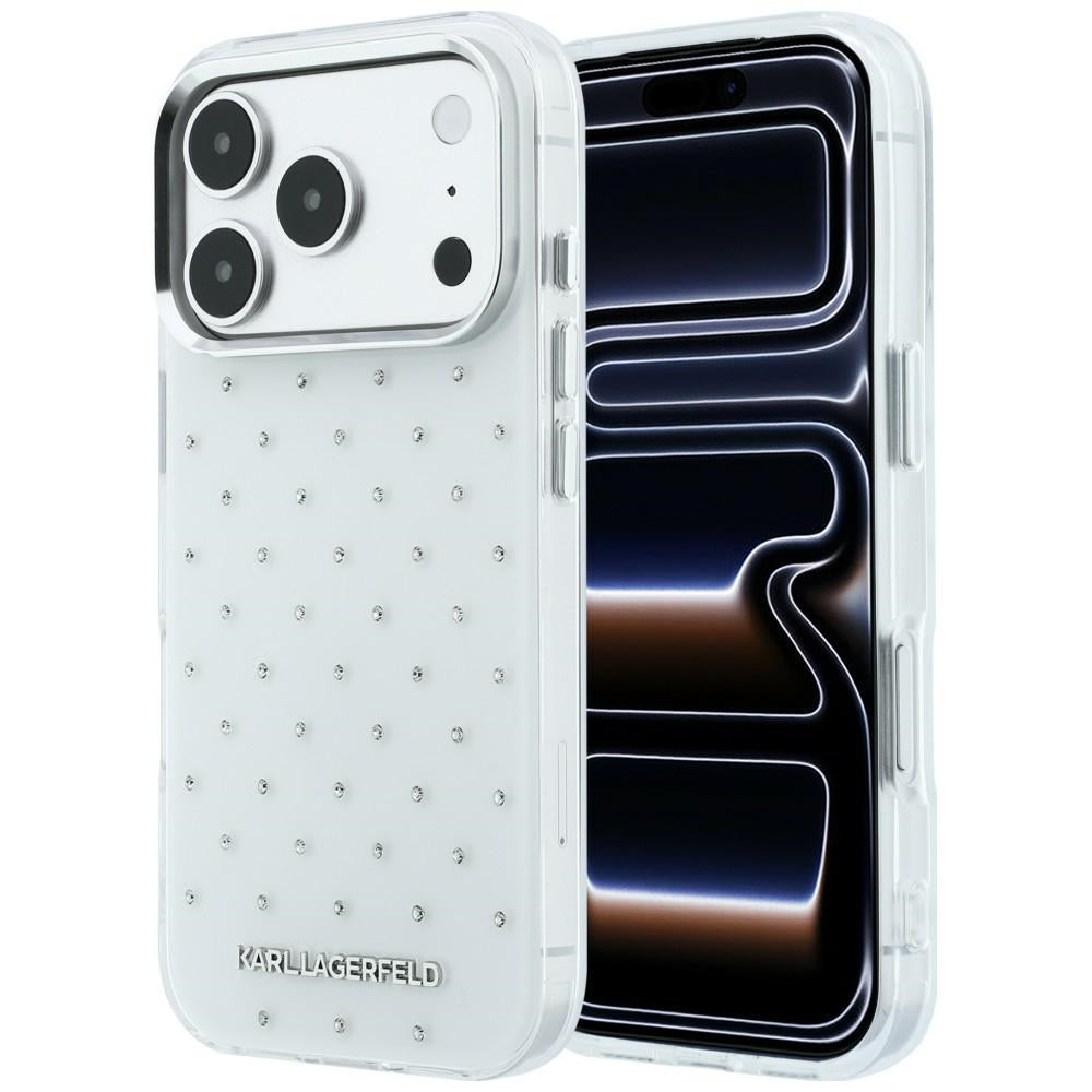 Etui na Apple iPhone 18 Pro Max / 17 Pro Max, Karl Lagerfeld, IML z kryształkami i logo elektropowłoką, białe