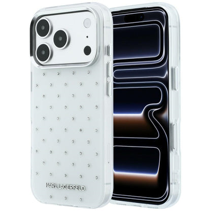 Etui na Apple iPhone 18 Pro Max / 17 Pro Max, Karl Lagerfeld, IML z kryształkami i logo elektropowłoką, białe