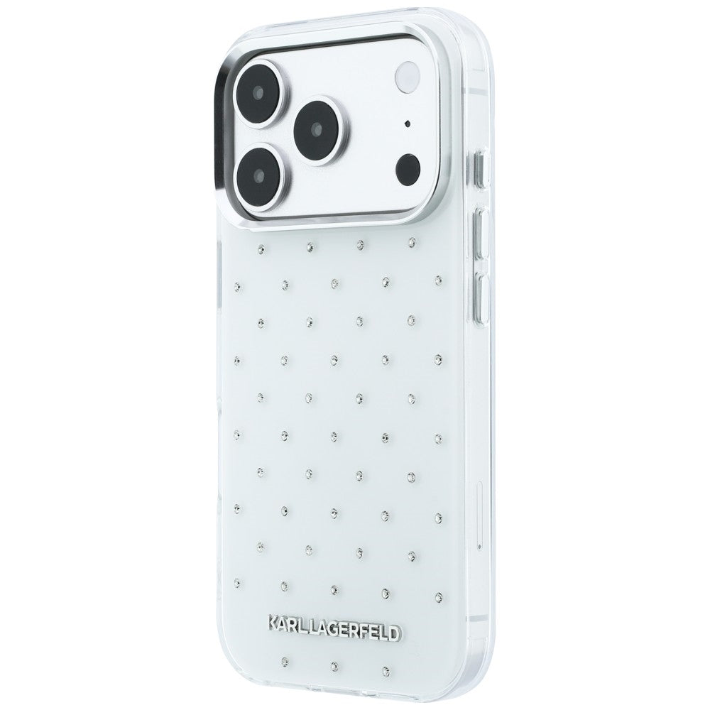 Etui na Apple iPhone 18 Pro Max / 17 Pro Max, Karl Lagerfeld, IML z kryształkami i logo elektropowłoką, białe