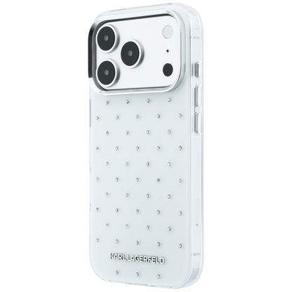 Etui na Apple iPhone 18 Pro Max / 17 Pro Max, Karl Lagerfeld, IML z kryształkami i logo elektropowłoką, białe