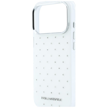 Etui na Apple iPhone 18 Pro Max / 17 Pro Max, Karl Lagerfeld, IML z kryształkami i logo elektropowłoką, białe