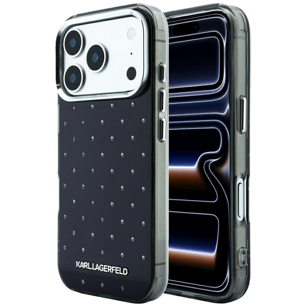 Etui na Apple iPhone 18 Pro Max / 17 Pro Max, Karl Lagerfeld, IML z kryształkami i logo elektropowlekane, czarne