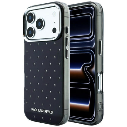 Etui na Apple iPhone 18 Pro Max / 17 Pro Max, Karl Lagerfeld, IML z kryształkami i logo elektropowlekane, czarne