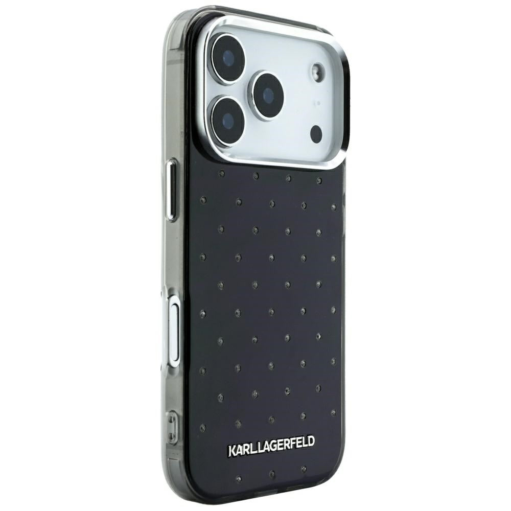 Etui na Apple iPhone 18 Pro Max / 17 Pro Max, Karl Lagerfeld, IML z kryształkami i logo elektropowlekane, czarne