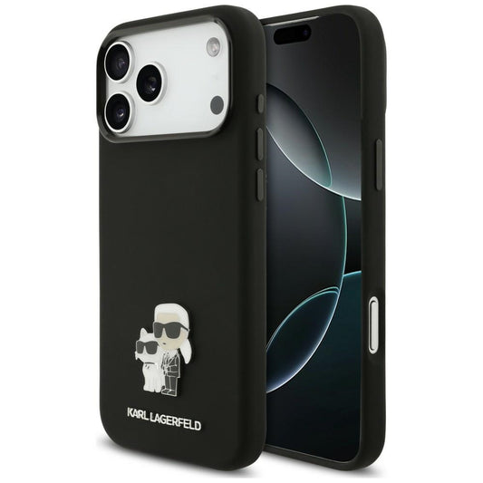 Etui do Apple iPhone 18 Pro Max / 17 Pro Max, Karl Lagerfeld, Karl & Choupette Metal Pin, czarne