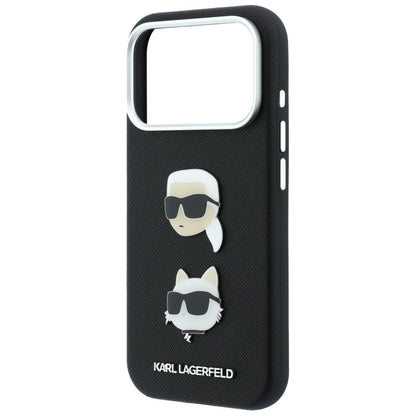 Etui do Apple iPhone 18 Pro Max / 17 Pro Max, Karl Lagerfeld, Saffiano Crossbody Karl & Choupette Head's Pins Logo, czarne