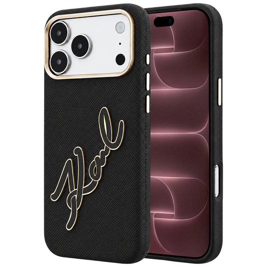 Etui na Apple iPhone 18 Pro Max / 17 Pro Max, Karl Lagerfeld, Gładkie Duże Logo z Żywicy, Czarne