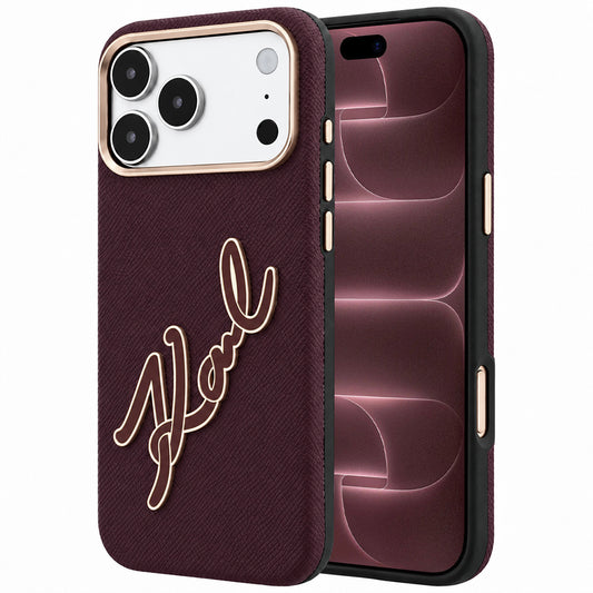 Etui na Apple iPhone 18 Pro Max / 17 Pro Max, Karl Lagerfeld, Gładkie Duże Logo z Żywicy, Wiśniowe