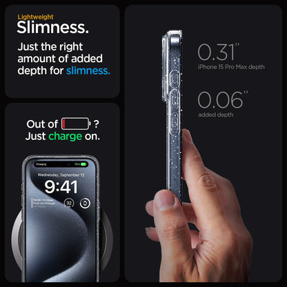Case for Apple iPhone 18 Pro Max / 17 Pro Max, Techsuit, SparkleSkin, Transparent
