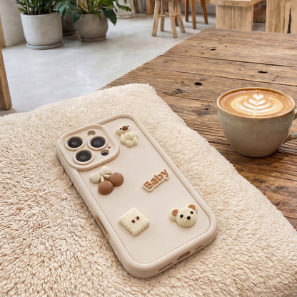 Etui na Apple iPhone 14, OEM, Ultra Trendy 3D Bear, Beżowe