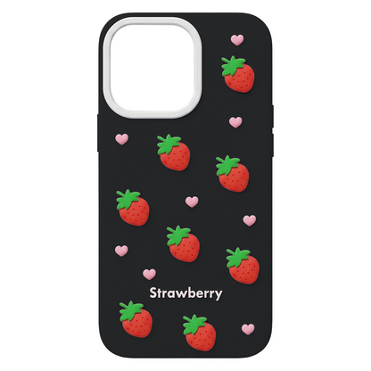 Etui do Apple iPhone 12 / 12 Pro, OEM, Strawberry, Czarny