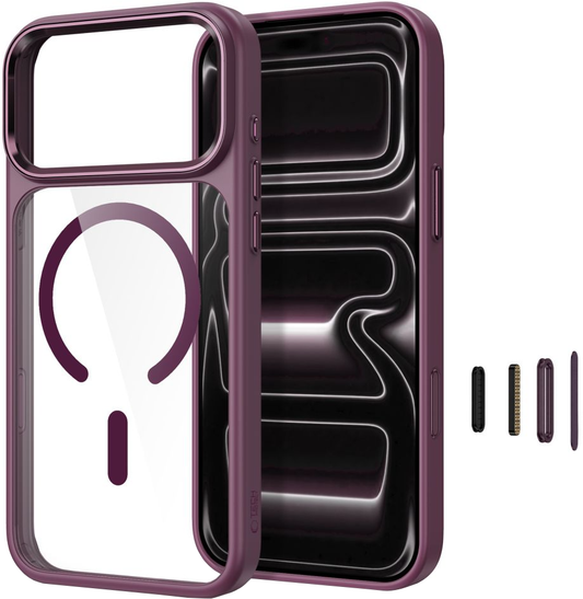 Etui na Apple iPhone 18 Pro Max / 17 Pro Max, Tech-Protect, Magmat CC, Przezroczysty Bordowy
