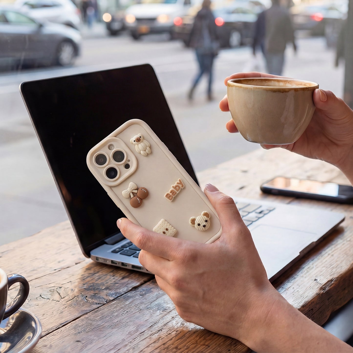Etui na Apple iPhone 14, OEM, Ultra Trendy 3D Bear, Beżowe