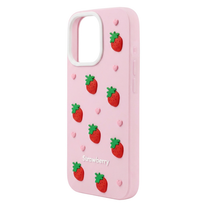 Etui na Apple iPhone 15 / 14 / 13, OEM, Strawberry, Różowe