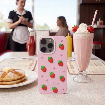 Etui na Apple iPhone 15 / 14 / 13, OEM, Strawberry, Różowe