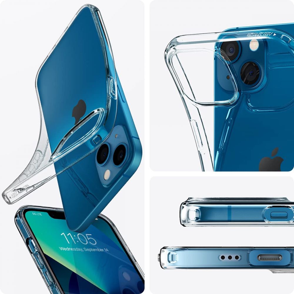 Etui na Apple iPhone 13, Spigen, ciekłokrystaliczne, przezroczyste 