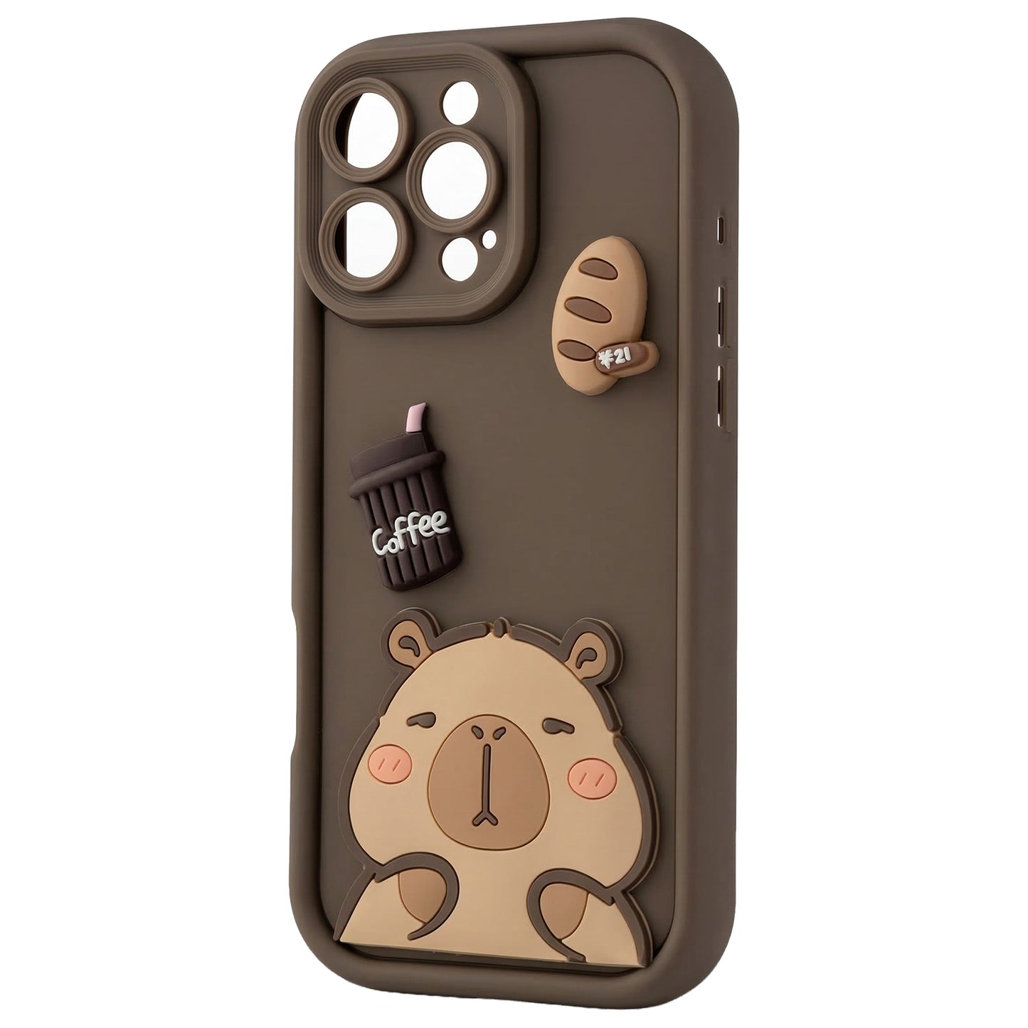 Case for Apple iPhone 15 Pro, OEM, Ultra Trendy 3D Capybara, Brown