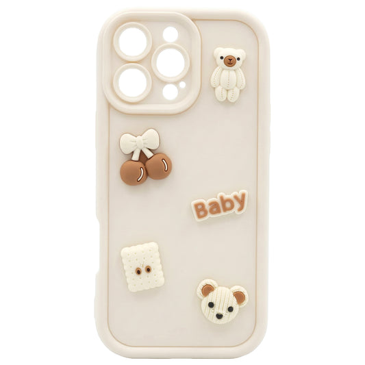 Etui na Apple iPhone 16 Pro Max, OEM, Ultra Trendy 3D Bear, Beżowe