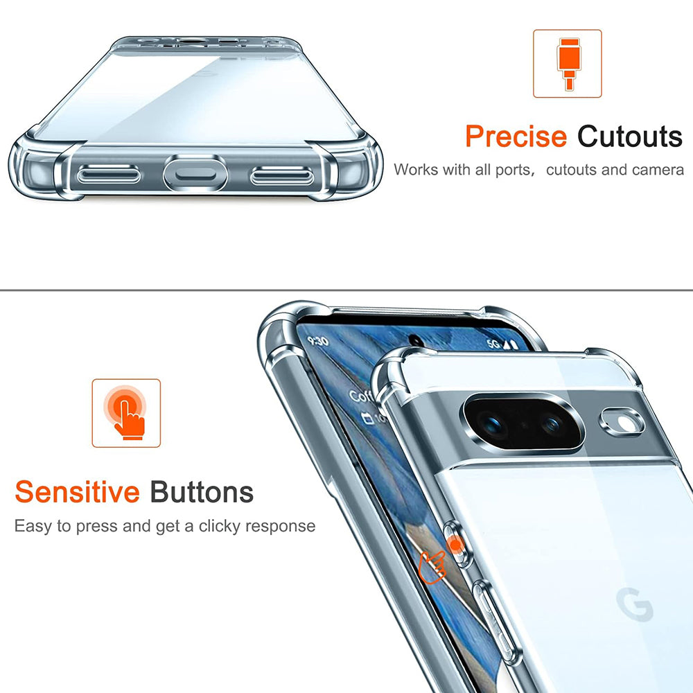 Case for Google Pixel 8a, Techsuit, Shockproof Clear, Transparent