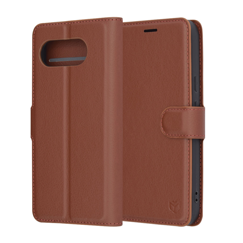 Etui na Google Pixel 9a, Techsuit, Leather Folio, Brązowe
