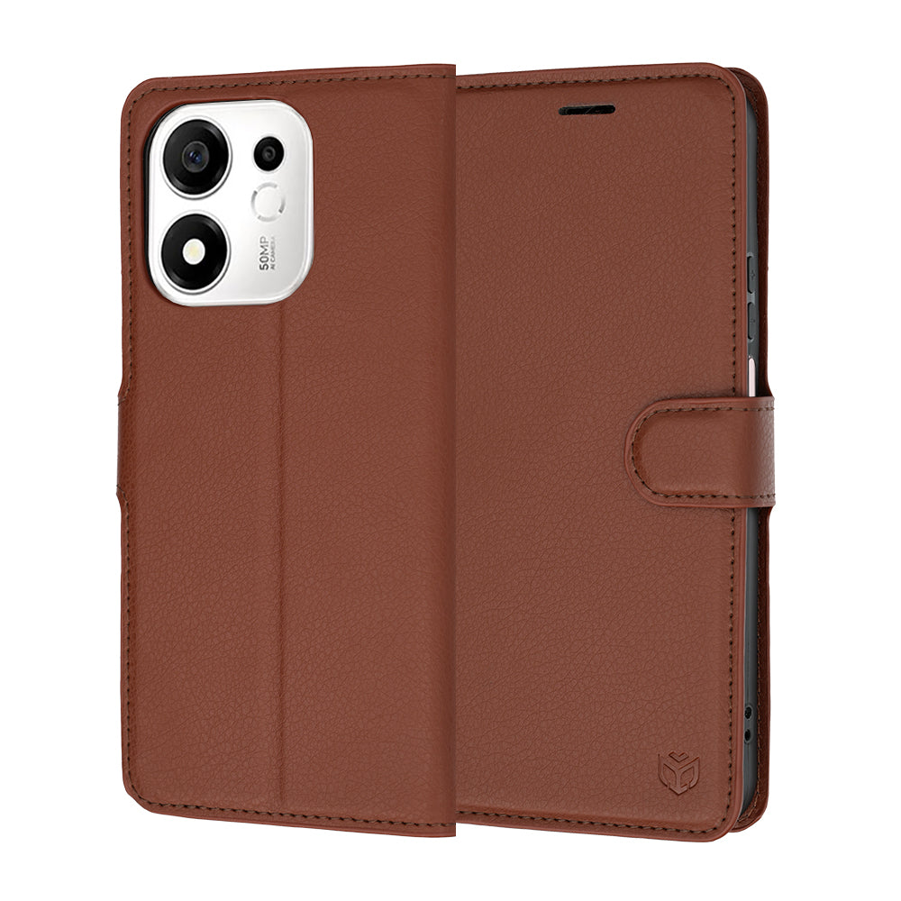 Case for Honor 600 Smart, Techsuit, Leather Folio, Brown