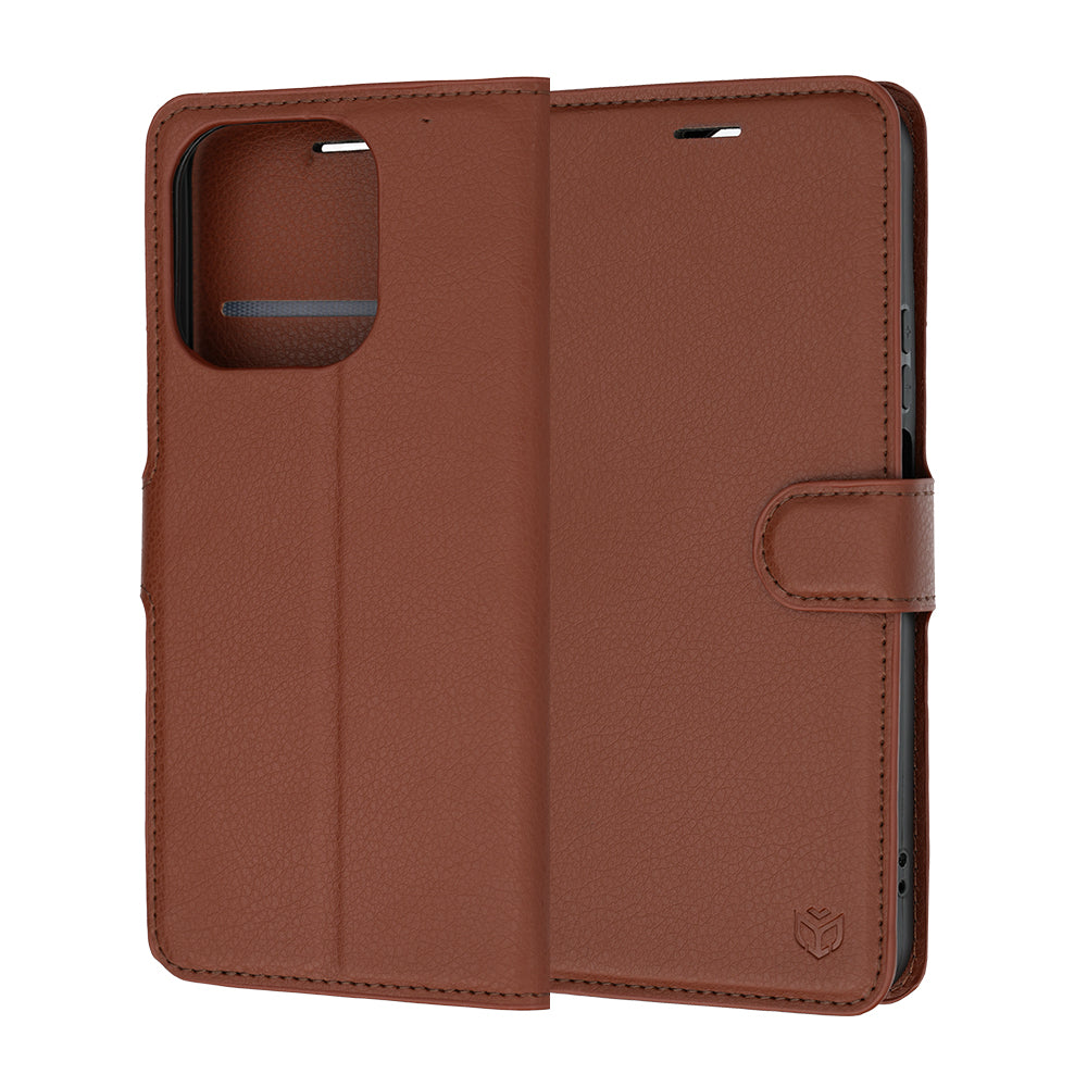 Case for Honor 600 Smart, Techsuit, Leather Folio, Brown