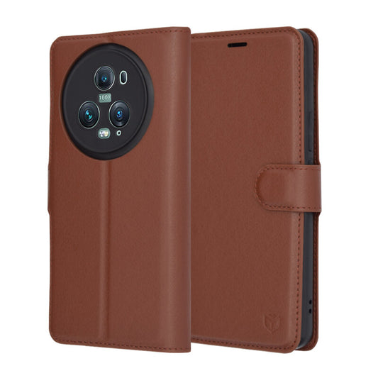 Etui na Honor Magic5 Pro, Techsuit, Leather Folio, Brązowe