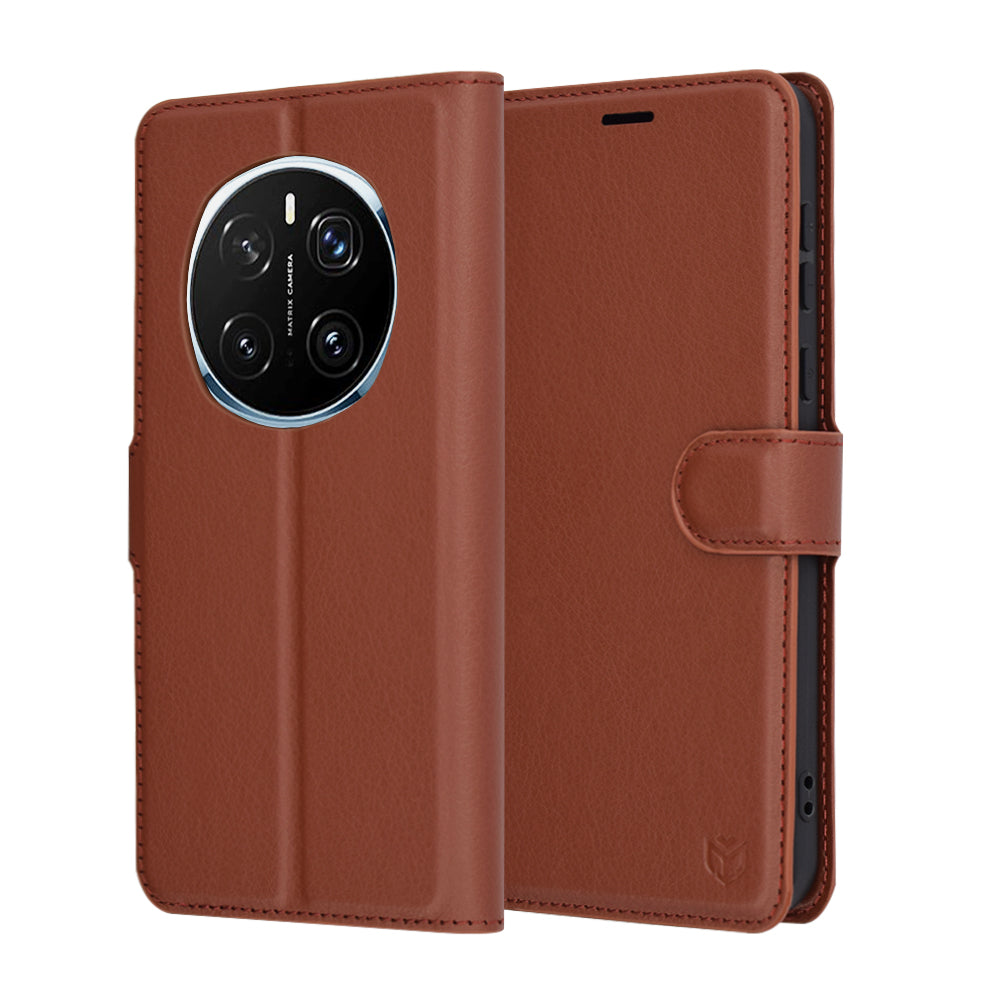 Etui na Honor Magic7 Pro, Techsuit, Leather Folio, Brązowe
