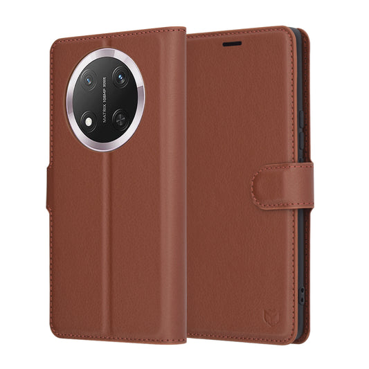 Etui na Honor X9c / Magic7 Lite, Techsuit, Leather Folio, Brązowe