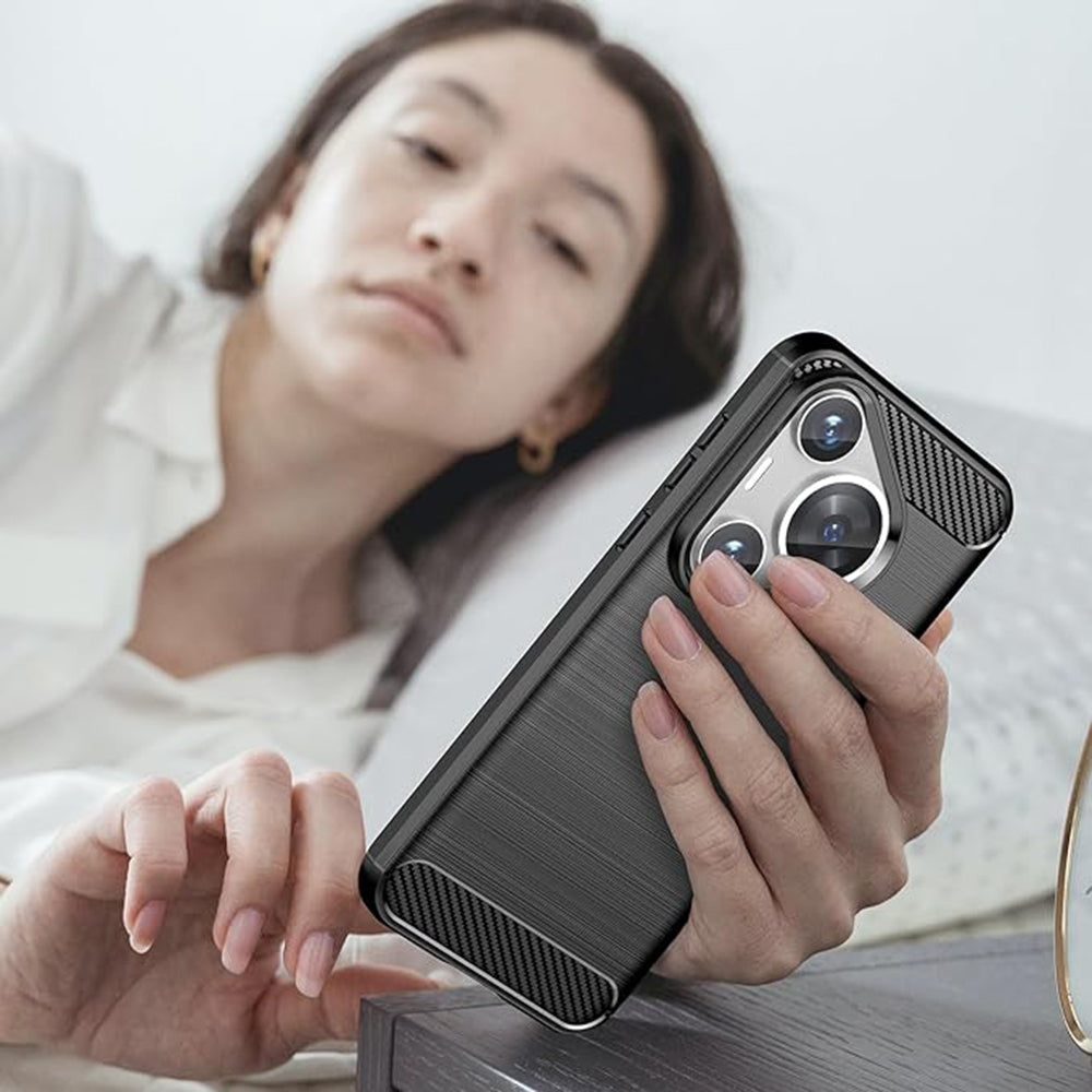 Etui do Huawei Pura 70, Techsuit, Carbon, Czarny